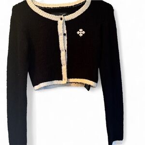 SMFK Black and White Cropped Cardigan size small